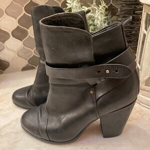 Rag & Bone Harrow heeled black booties Sz 37 Boots
